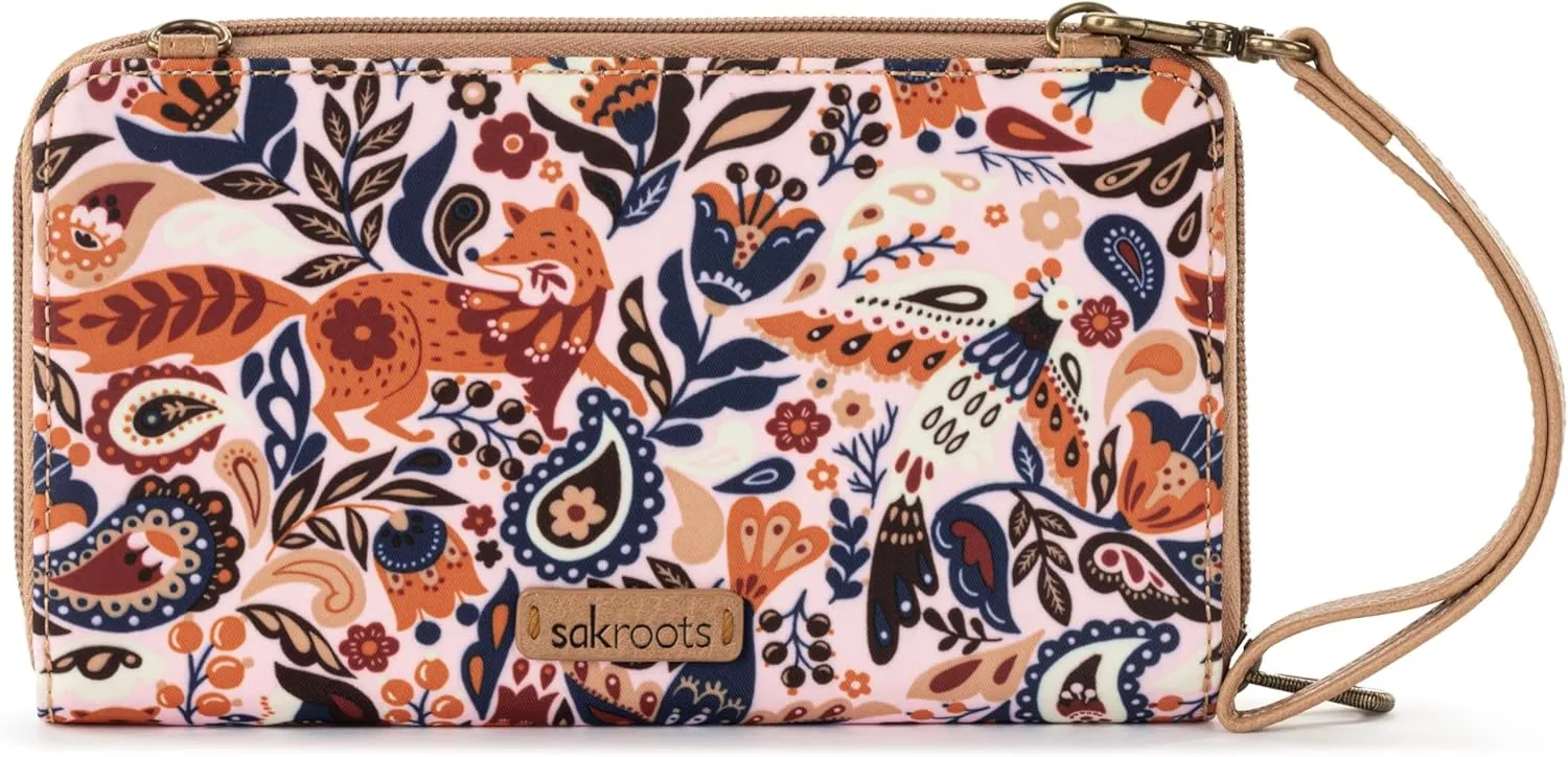 Sakroots Artist Circle Smartphone Crossbody in Eco Twill, Detachable Wristlet Strap