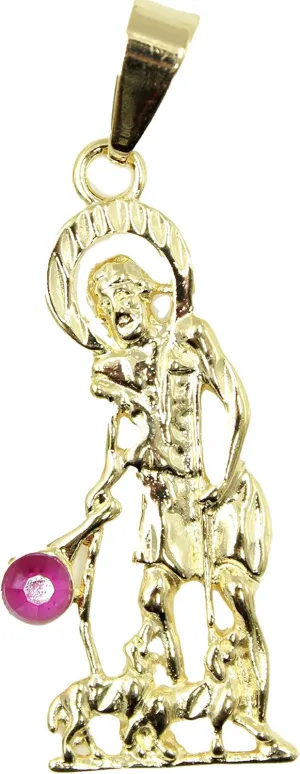 San Lazaro Medal - Dije Babalu Aye Cuba 18k Gold Plated Medal with 22 inch Chain