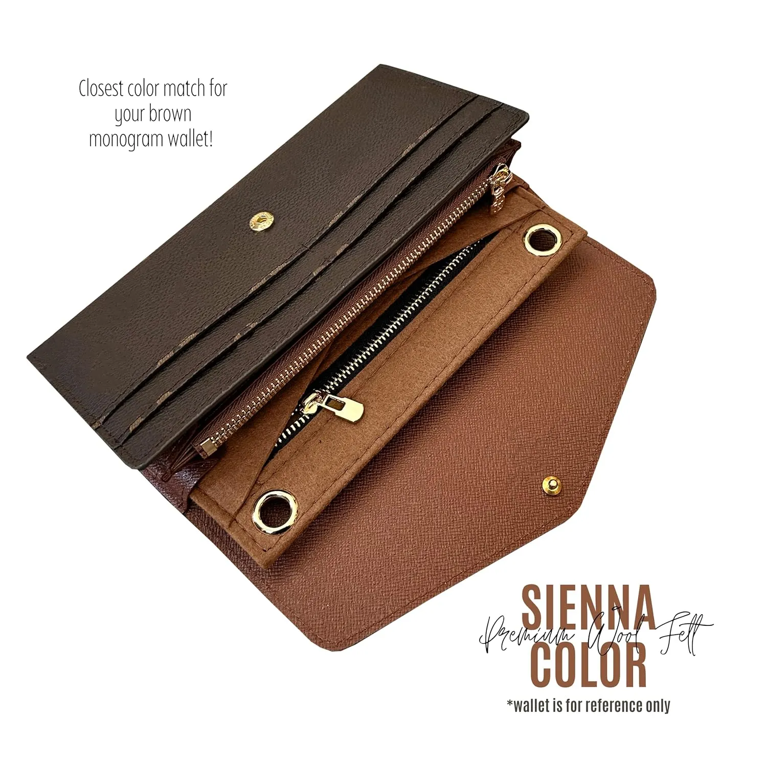 Sarah Wallet Insert Purse Conversion Kit for Sarah Wallet with Gold Chain Sarah Wallet on Chain (120cm Gold Chain - Crossbody Fit, Brown)