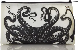 Sea Bags Recycled Sail Cloth Octopus Large Wristlet Zip Top Large Wristlet Purse Cell Phone Wristlet Zippered Wallet with Strap