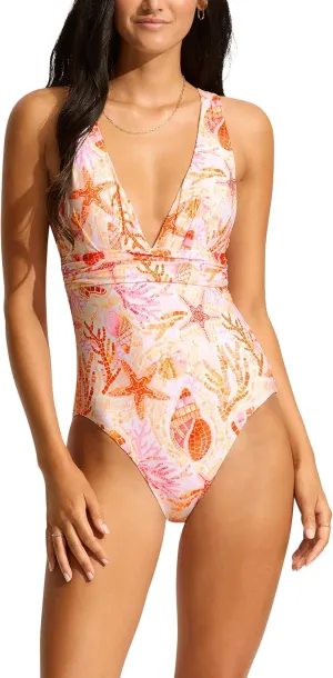Seafolly Women's Deep V Wide Strap One Piece Swimsuit
