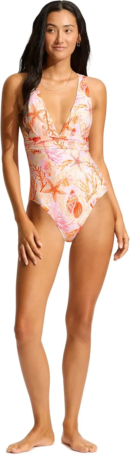 Seafolly Women's Deep V Wide Strap One Piece Swimsuit