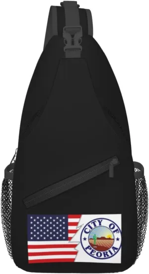 Seal Of Peoria, Arizona And America Crossbody Bags For Women Men Chest Backpack Gym Shoulder Bag Travel Outdoor Sports Casual Crossbody Bags