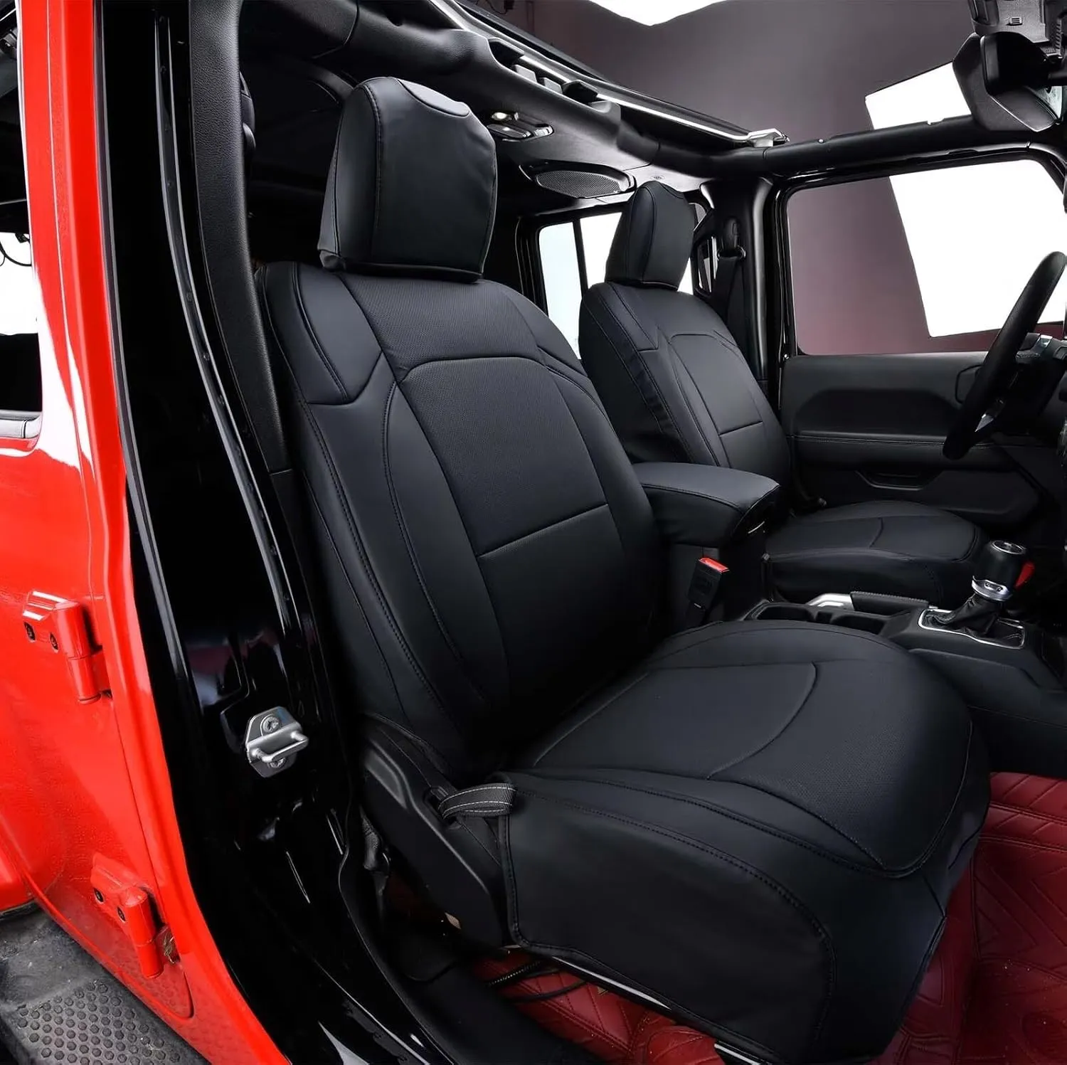 Seat Covers Custom Fit for Jeep Wrangler 2 Door Rubicon Rubicon X Willys Willys Sport Sport Sport S Freedom Trims 2018 2019 2020 2021 2022 2023 2024 Faux Leather