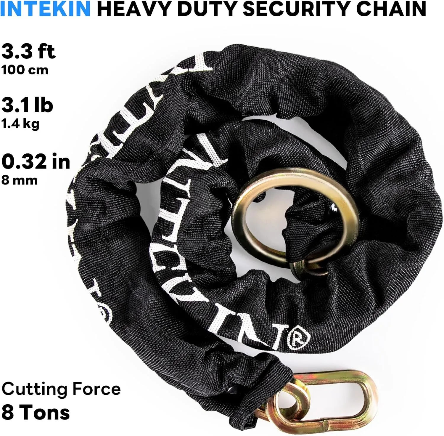 Security Chain 3.3 ft x 5/16" Thick Bike Lock Chain - High Security Hardened Steel Cut Proof Chain for Bikes, Containers, Motorcycles, Trailers, ATV's