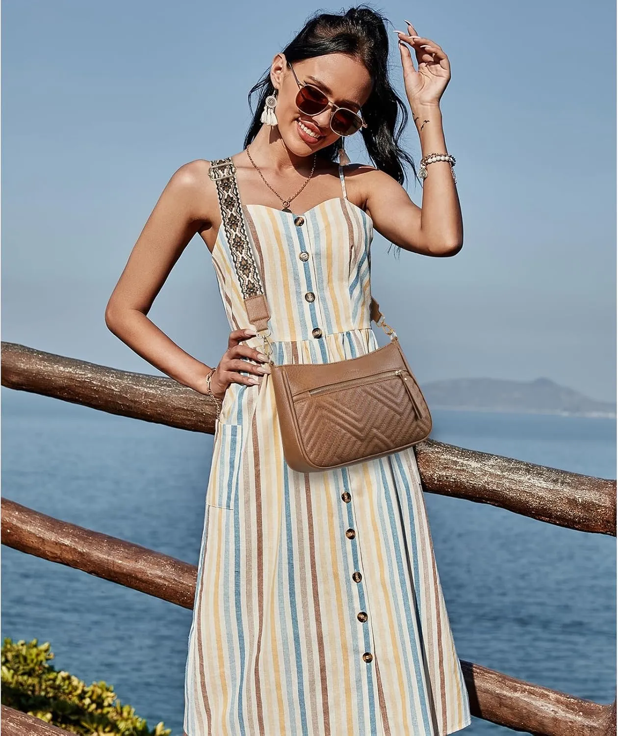 SENDEFN Crossbody Bags for Women Trendy, Vegan Leather Purses Medium Crossbody Purses Shoulder HandbagsTravel with Wide Strap