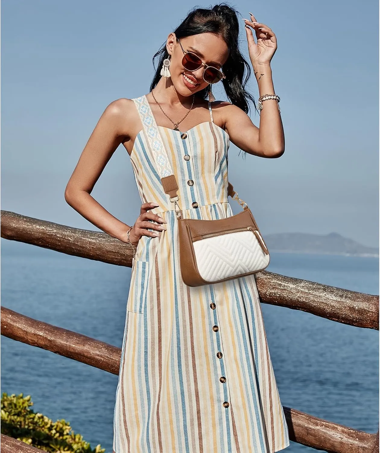 SENDEFN Crossbody Bags for Women Trendy, Vegan Leather Purses Medium Crossbody Purses Shoulder HandbagsTravel with Wide Strap