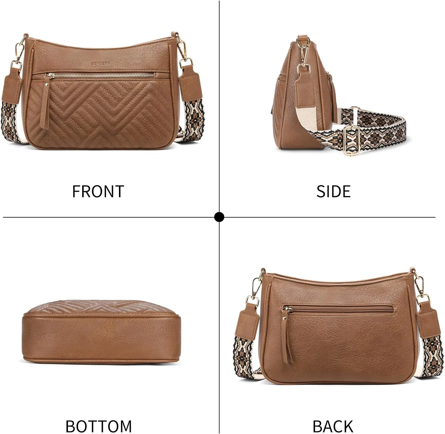 SENDEFN Crossbody Bags for Women Trendy, Vegan Leather Purses Medium Crossbody Purses Shoulder HandbagsTravel with Wide Strap