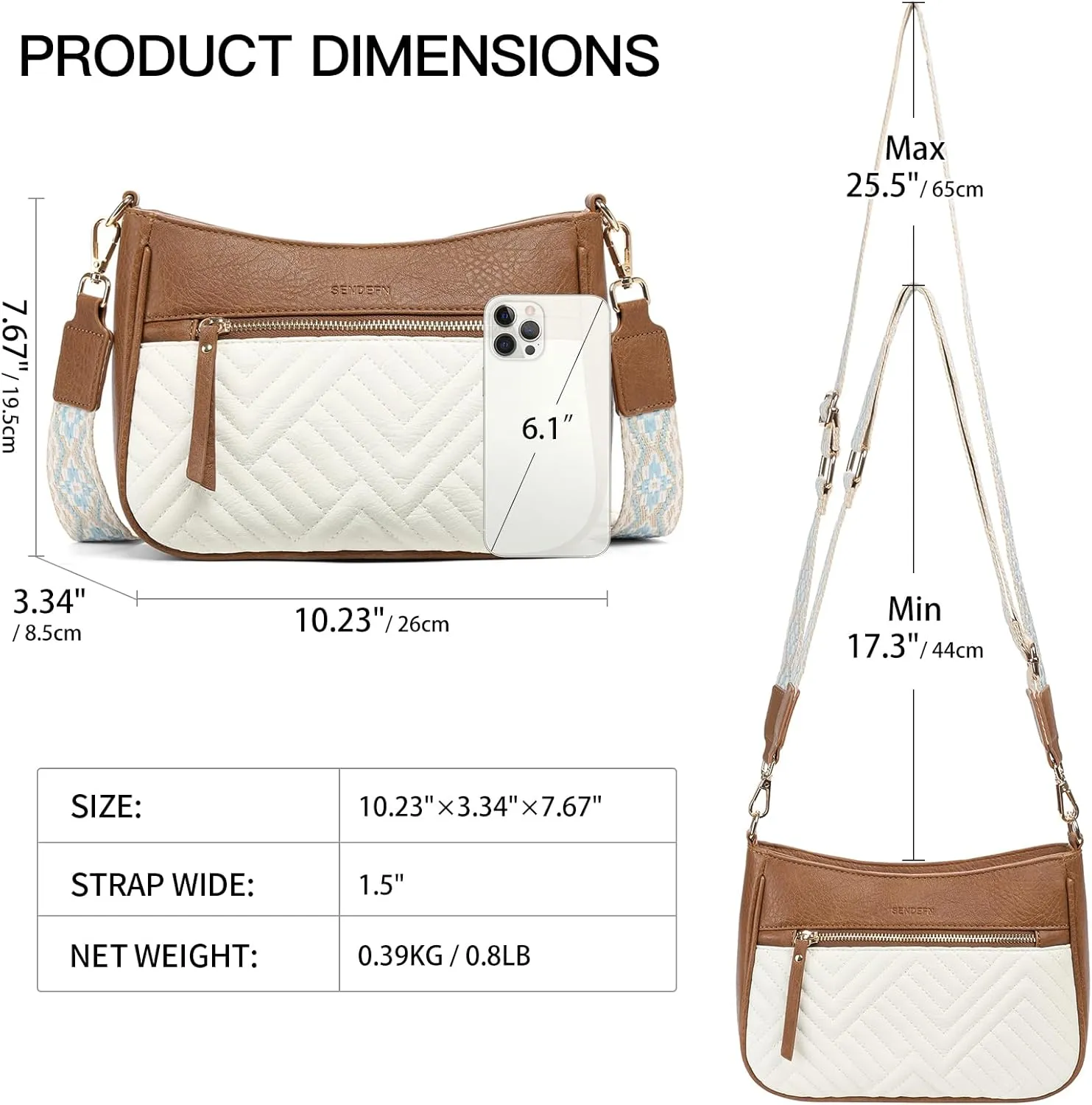 SENDEFN Crossbody Bags for Women Trendy, Vegan Leather Purses Medium Crossbody Purses Shoulder HandbagsTravel with Wide Strap