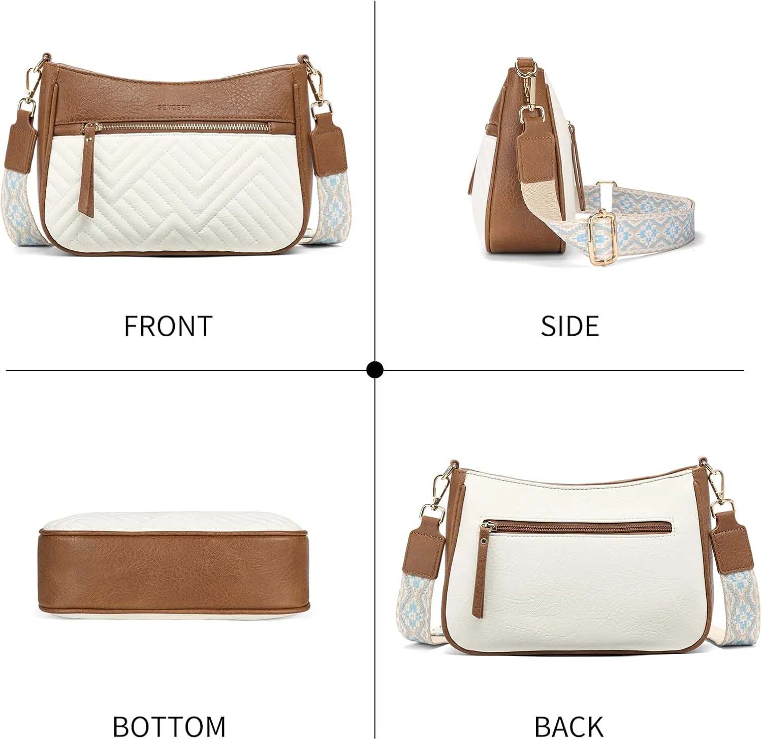 SENDEFN Crossbody Bags for Women Trendy, Vegan Leather Purses Medium Crossbody Purses Shoulder HandbagsTravel with Wide Strap