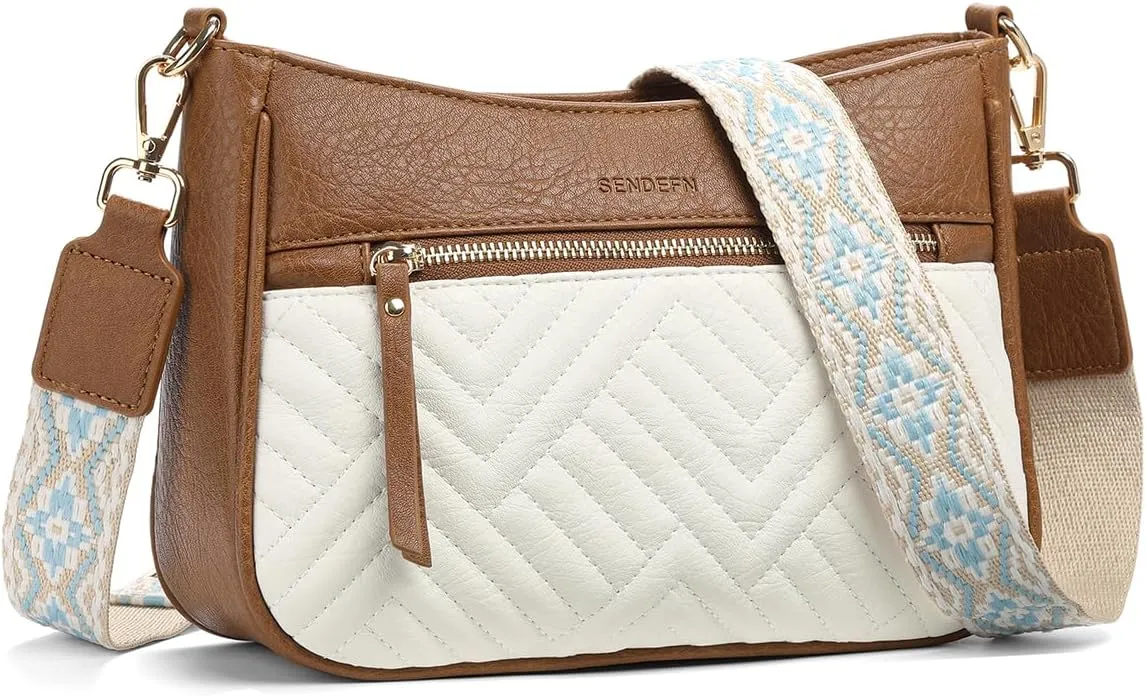 SENDEFN Crossbody Bags for Women Trendy, Vegan Leather Purses Medium Crossbody Purses Shoulder HandbagsTravel with Wide Strap