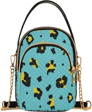 senya Pink Black Leopard Crossbody Handbags for Women Casual Leather Shoulder Phone Purse