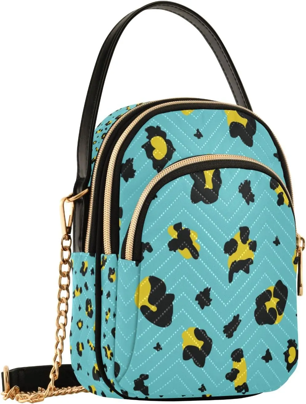 senya Pink Black Leopard Crossbody Handbags for Women Casual Leather Shoulder Phone Purse