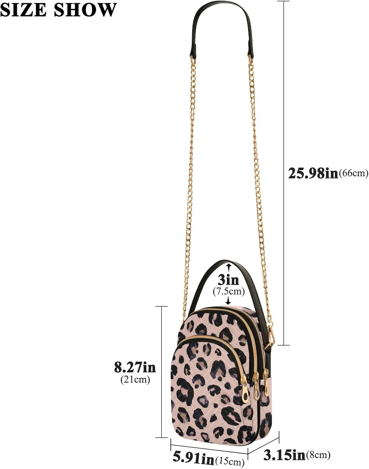 senya Pink Black Leopard Crossbody Handbags for Women Casual Leather Shoulder Phone Purse