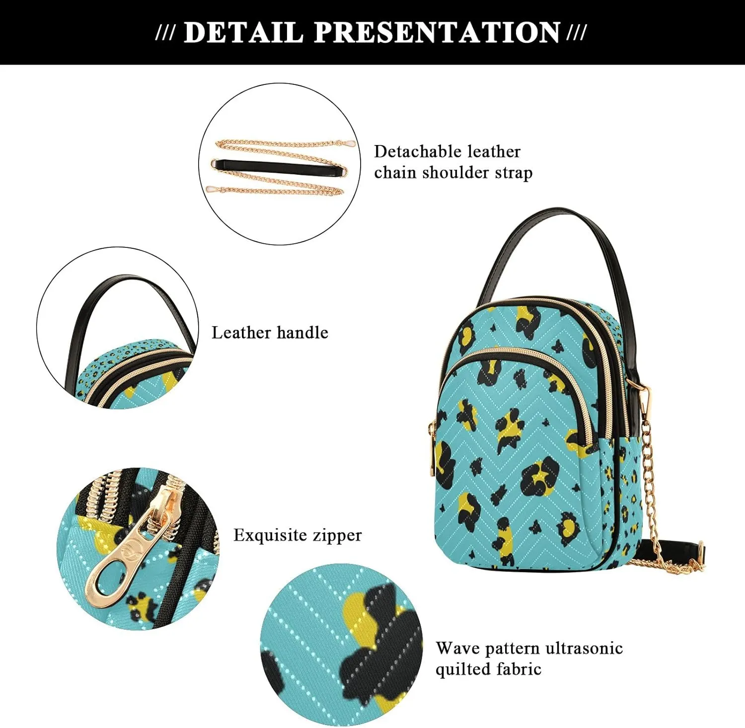senya Pink Black Leopard Crossbody Handbags for Women Casual Leather Shoulder Phone Purse