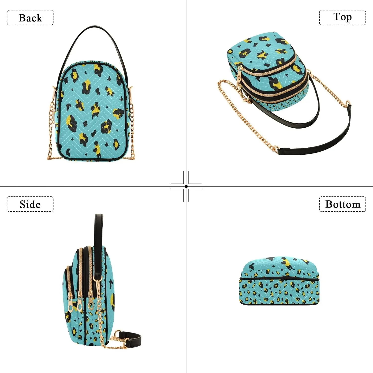 senya Pink Black Leopard Crossbody Handbags for Women Casual Leather Shoulder Phone Purse