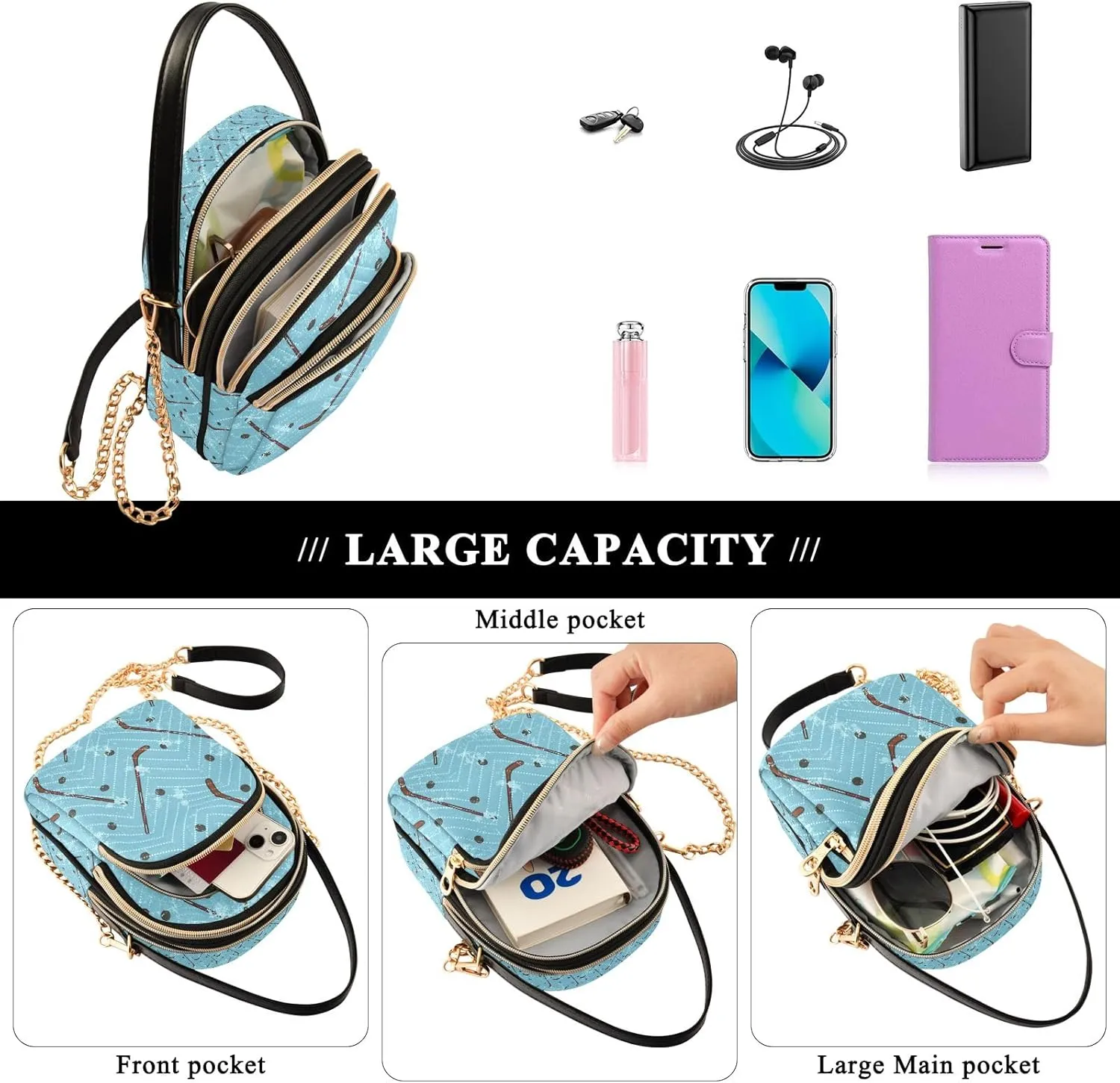 senya Pink Black Leopard Crossbody Handbags for Women Casual Leather Shoulder Phone Purse