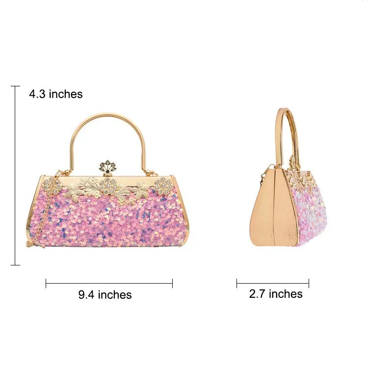 Sequined Banquet Evening Bag with Handle