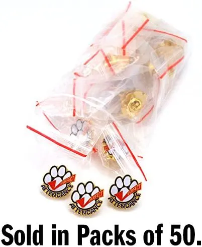 Set of 50 Lapel Pins - Perfect Attendance Paw