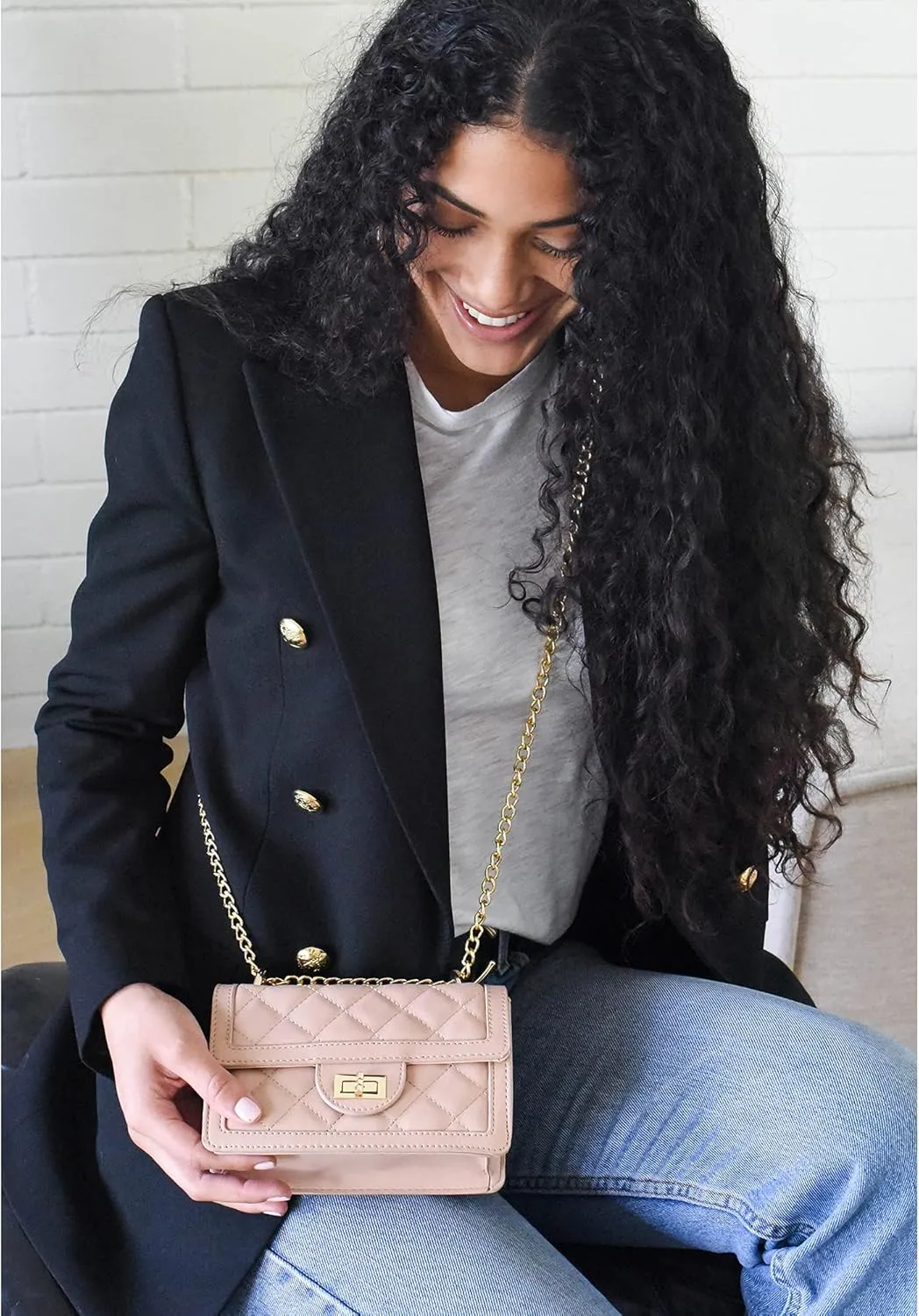 SG SUGU Small Quilted Crossbody Bag, Trendy Designer Mini Shoulder Bag, Phone Wallet Purse for Women