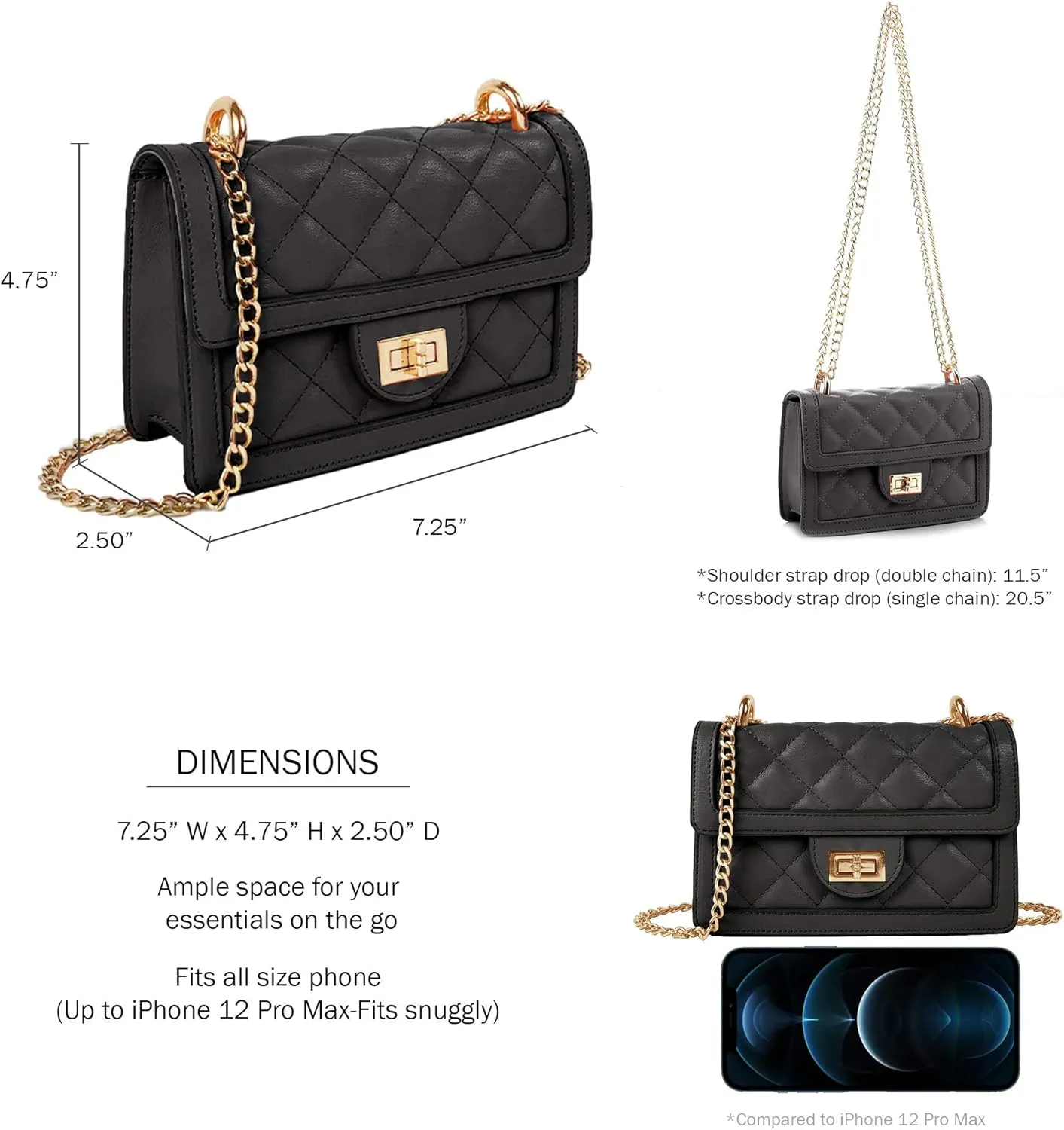 SG SUGU Small Quilted Crossbody Bag, Trendy Designer Mini Shoulder Bag, Phone Wallet Purse for Women