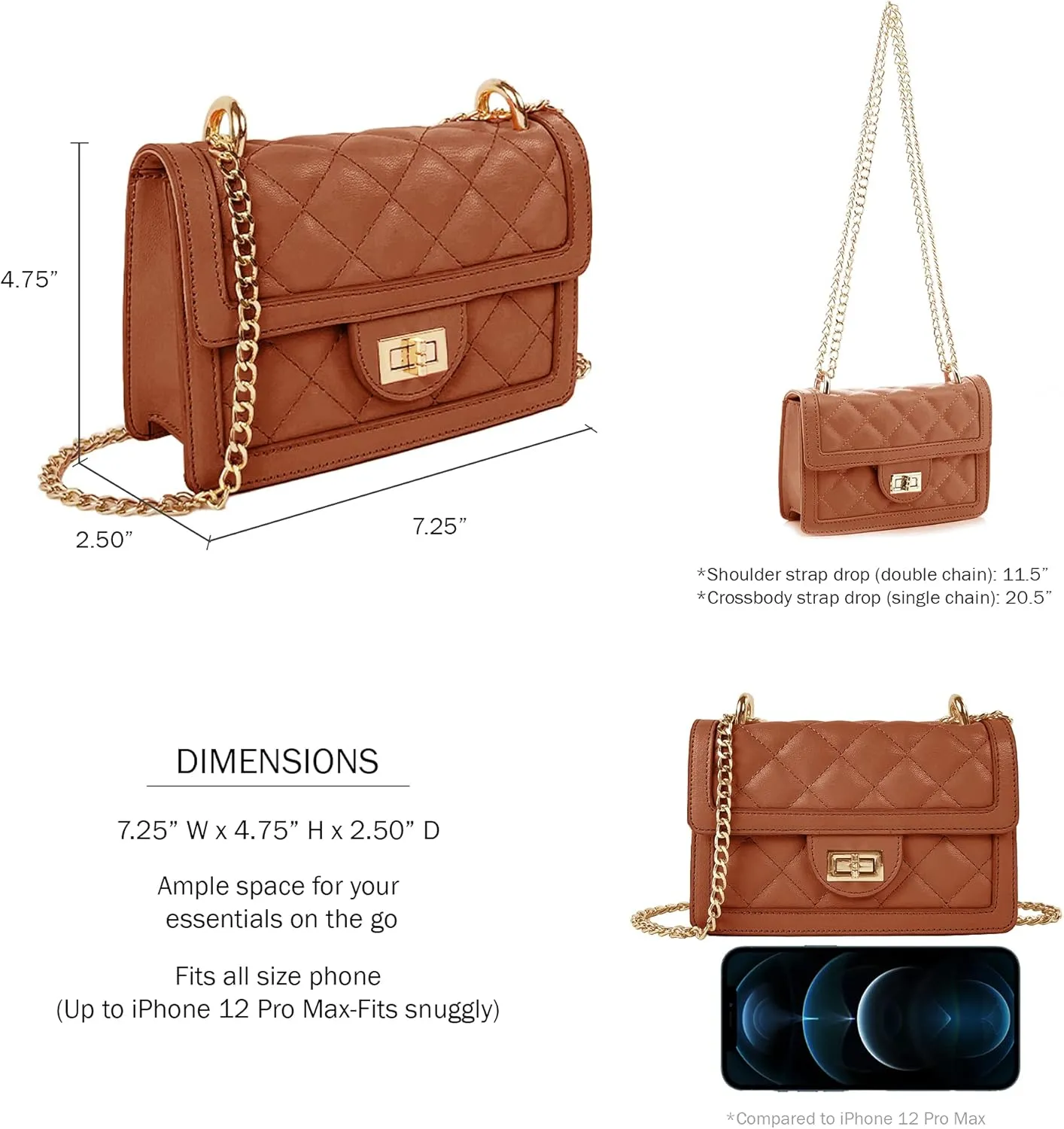 SG SUGU Small Quilted Crossbody Bag, Trendy Designer Mini Shoulder Bag, Phone Wallet Purse for Women