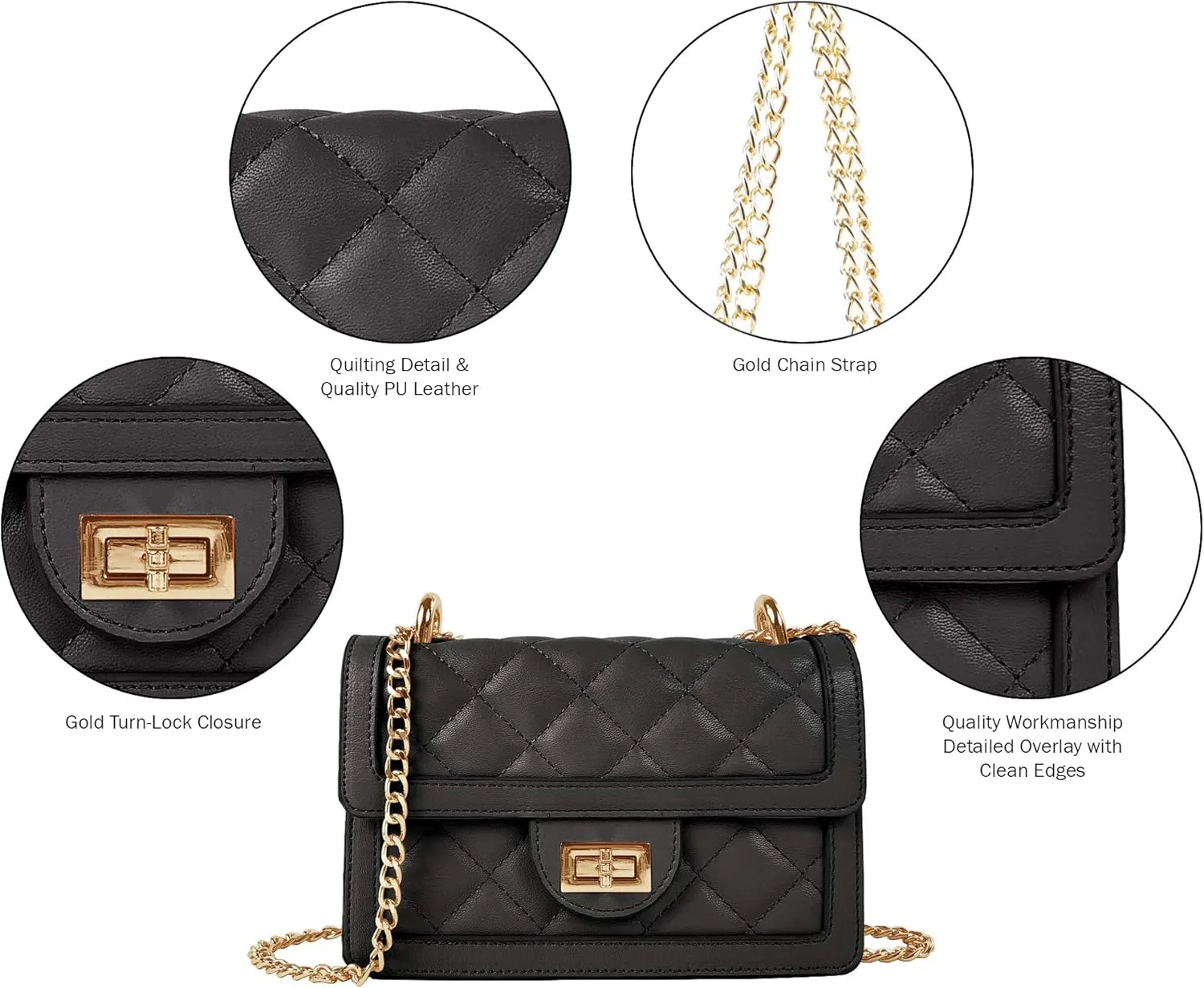 SG SUGU Small Quilted Crossbody Bag, Trendy Designer Mini Shoulder Bag, Phone Wallet Purse for Women