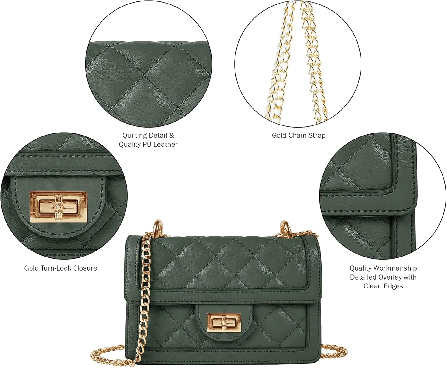SG SUGU Small Quilted Crossbody Bag, Trendy Designer Mini Shoulder Bag, Phone Wallet Purse for Women