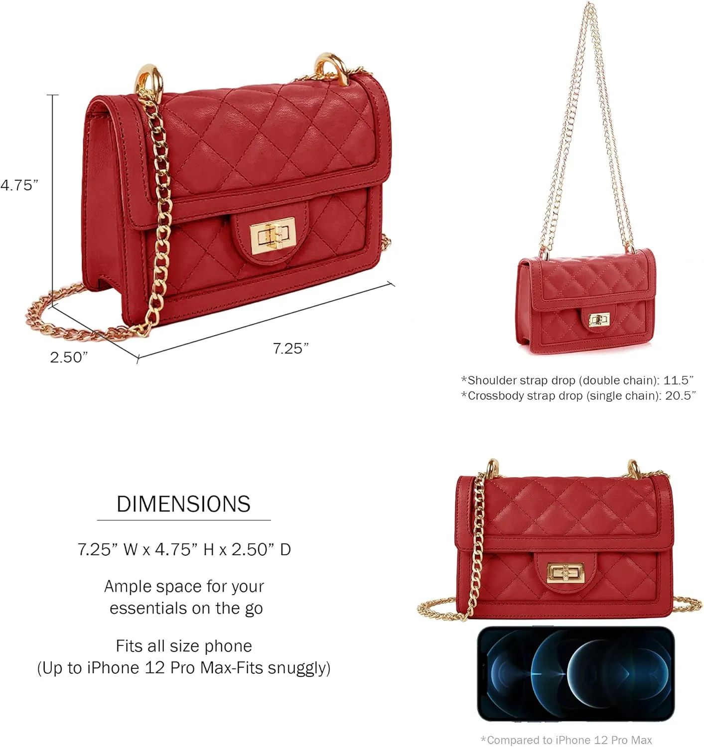 SG SUGU Small Quilted Crossbody Bag, Trendy Designer Mini Shoulder Bag, Phone Wallet Purse for Women