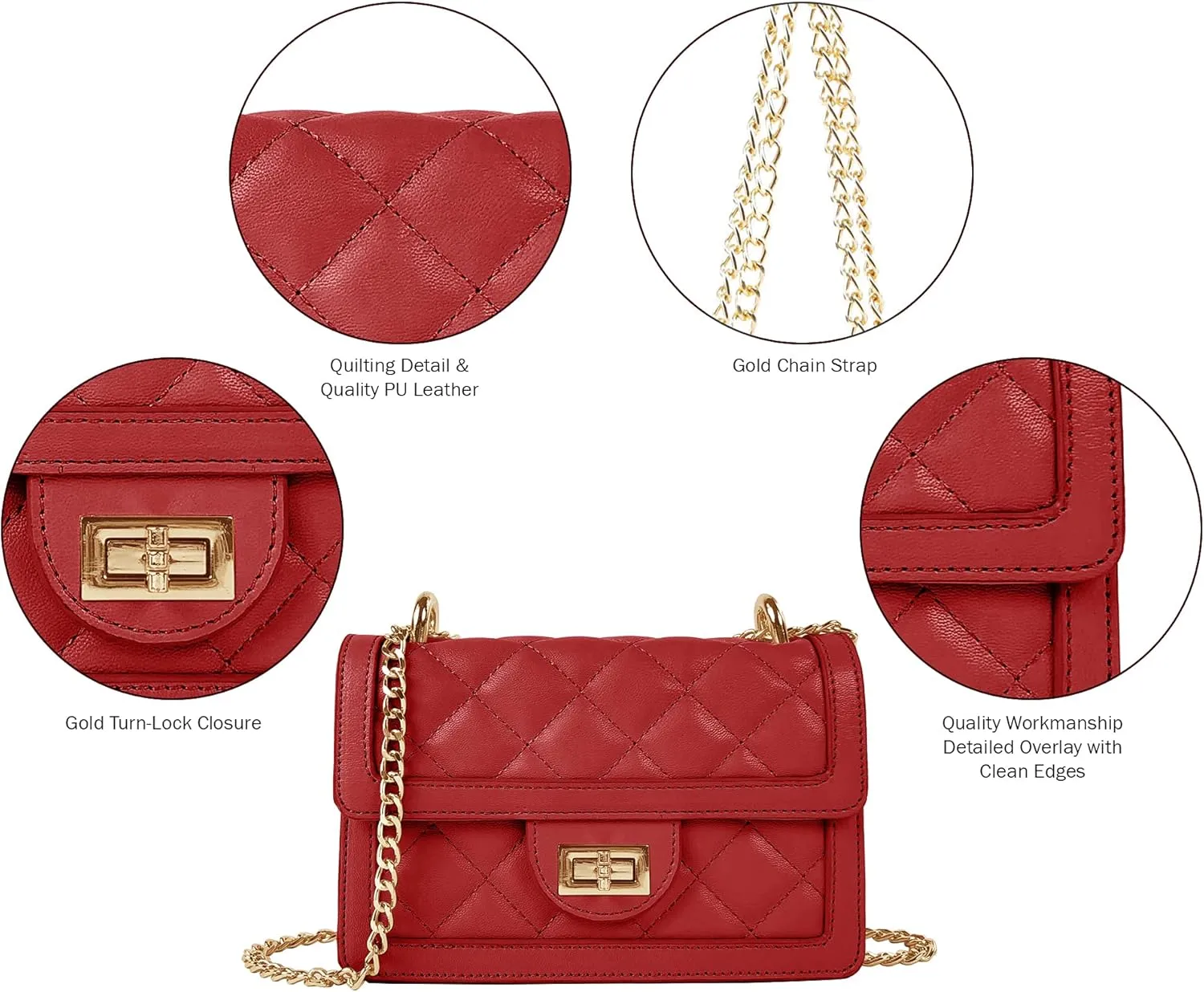 SG SUGU Small Quilted Crossbody Bag, Trendy Designer Mini Shoulder Bag, Phone Wallet Purse for Women