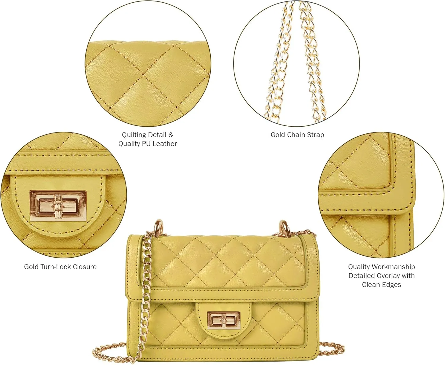 SG SUGU Small Quilted Crossbody Bag, Trendy Designer Mini Shoulder Bag, Phone Wallet Purse for Women