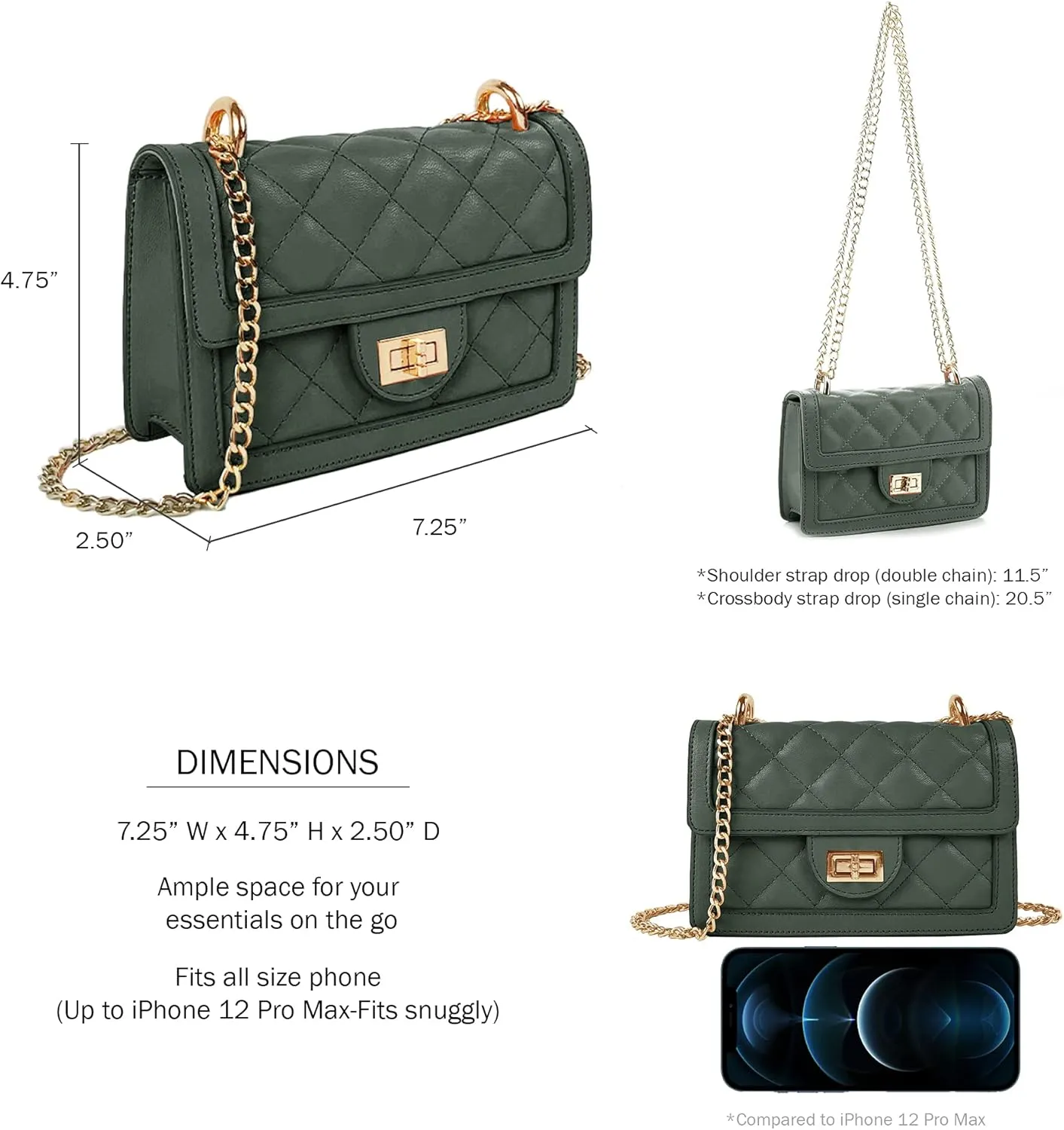 SG SUGU Small Quilted Crossbody Bag, Trendy Designer Mini Shoulder Bag, Phone Wallet Purse for Women