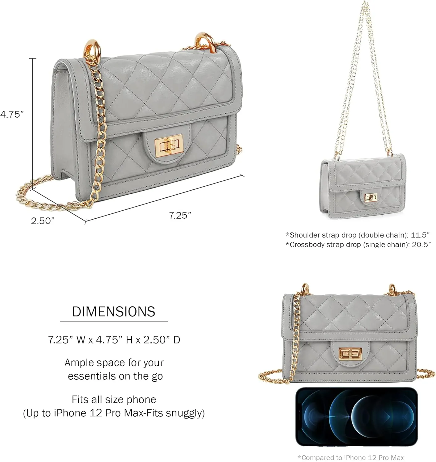 SG SUGU Small Quilted Crossbody Bag, Trendy Designer Mini Shoulder Bag, Phone Wallet Purse for Women