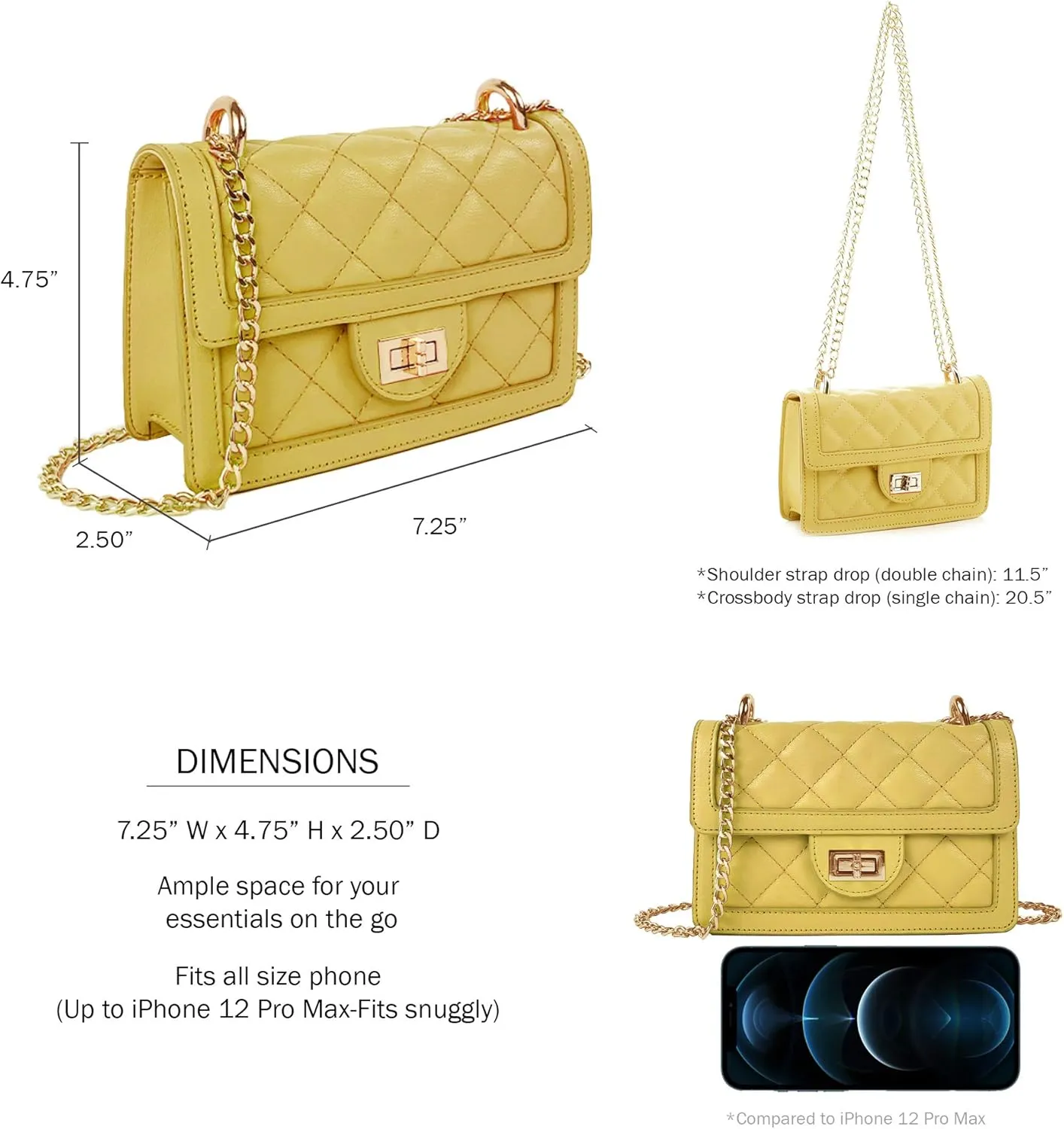 SG SUGU Small Quilted Crossbody Bag, Trendy Designer Mini Shoulder Bag, Phone Wallet Purse for Women