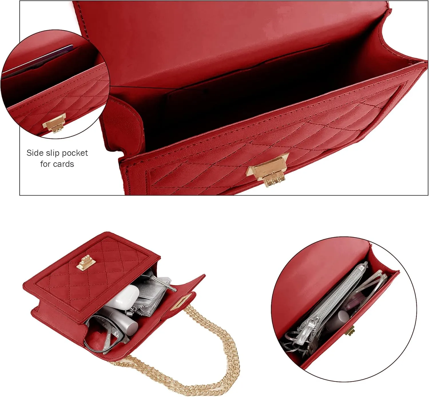 SG SUGU Small Quilted Crossbody Bag, Trendy Designer Mini Shoulder Bag, Phone Wallet Purse for Women