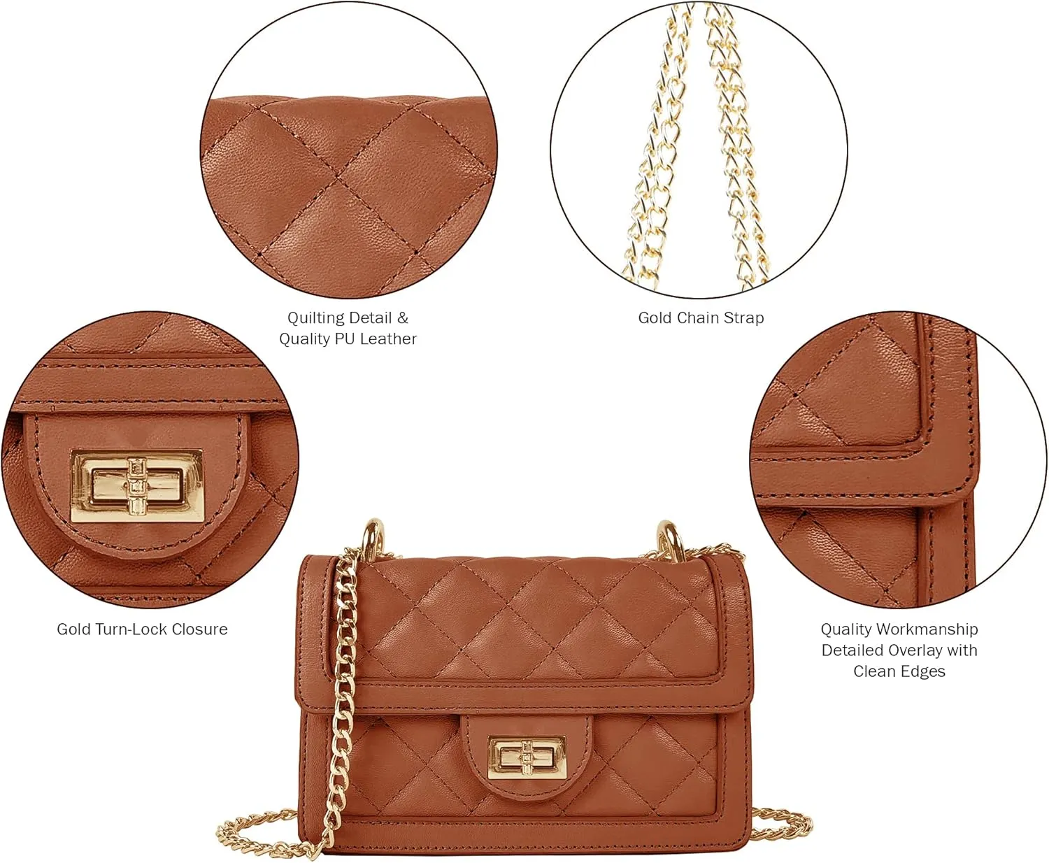 SG SUGU Small Quilted Crossbody Bag, Trendy Designer Mini Shoulder Bag, Phone Wallet Purse for Women