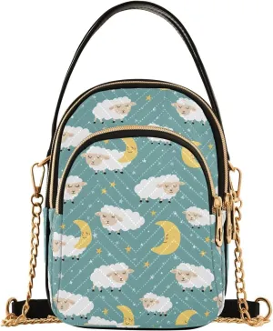 Sheep Star Moon Animal Crossbody Bag for Women Mini Cell Phone Purse Women's Shoulder Handbag