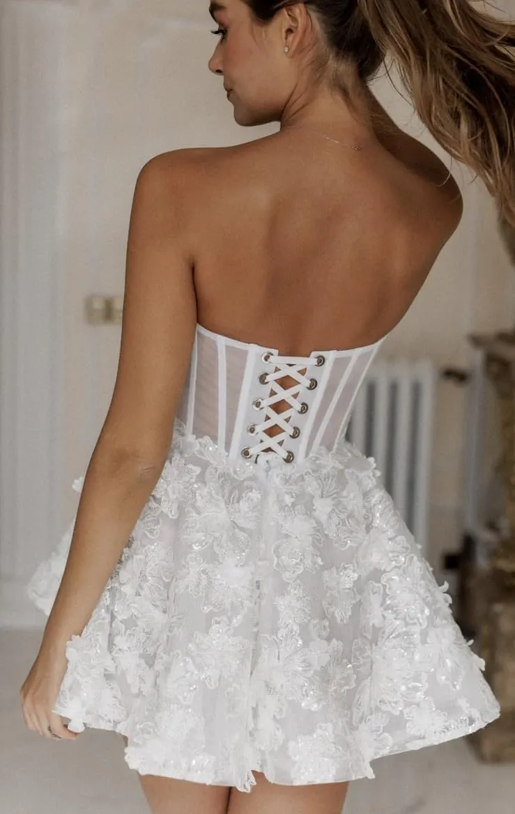 Short Wedding Dresses for Bride Lace Tulle Bridal Gown Corset Reception Engagement Dress