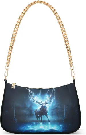 Shoulder Bags for Women Deer Night Hobo Tote Handbag Small Clutch Purse with Zipper Closure