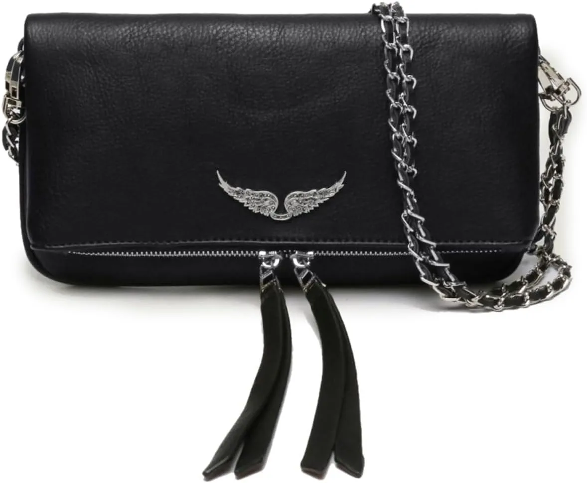 Shoulder Chain Crossbody Bag, Fashion Simple Women's Bag, Shoulder Leather Bag (Black)