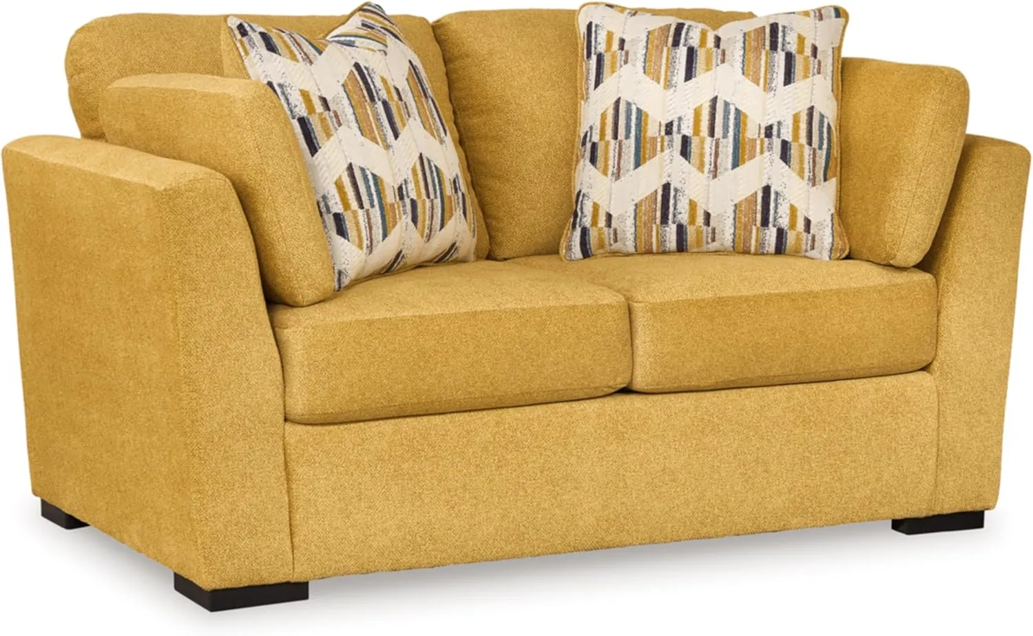 Signature Design by Ashley Keerwick Scandinavian Loveseat with 4 Toss Pillows, Yellow