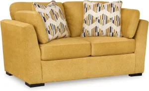 Signature Design by Ashley Keerwick Scandinavian Loveseat with 4 Toss Pillows, Yellow