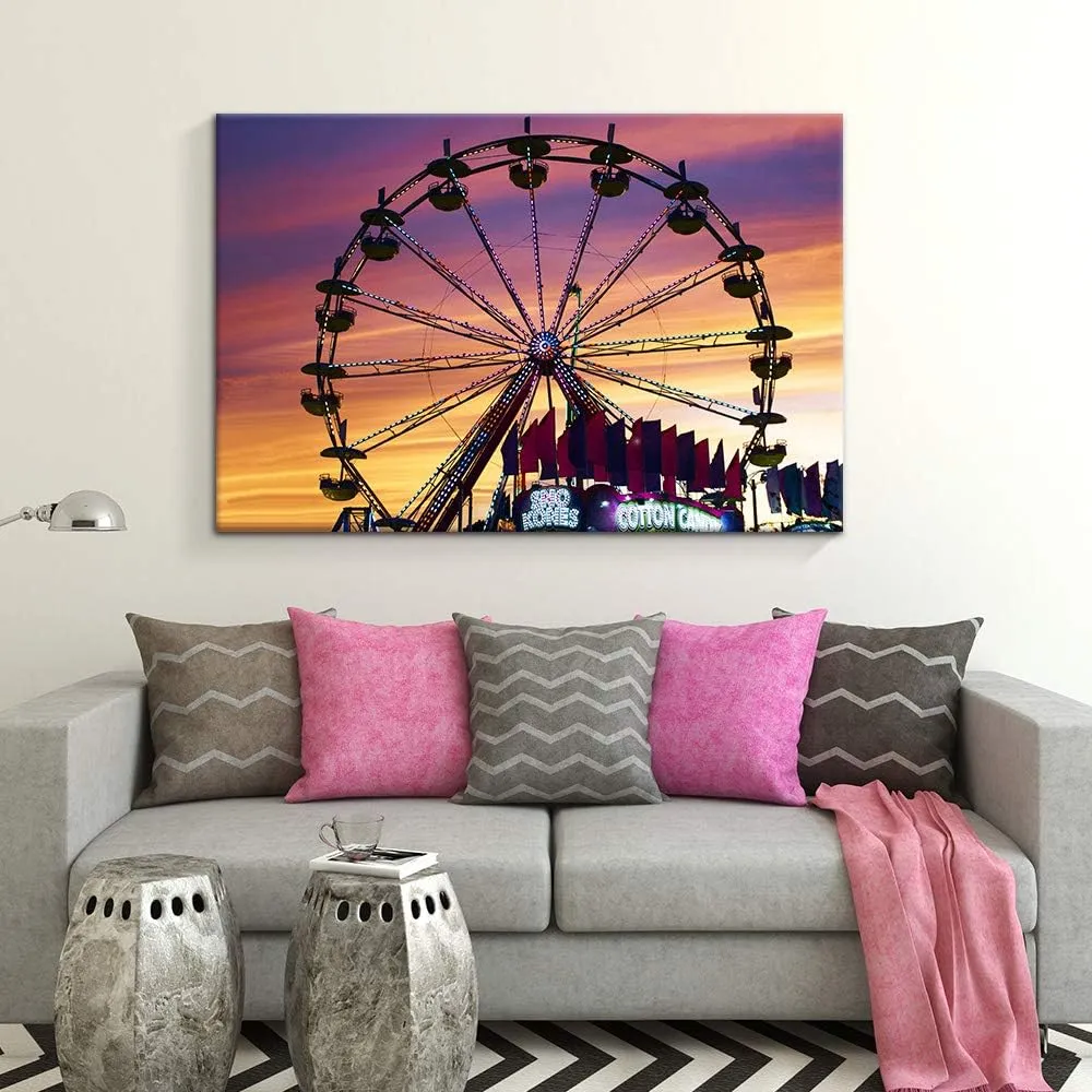SIGNFORD Canvas Prints Home Artwork Decoration Ferris Wheel Canvas Wall Art for Living Room, Bedroom - 16x24 inches