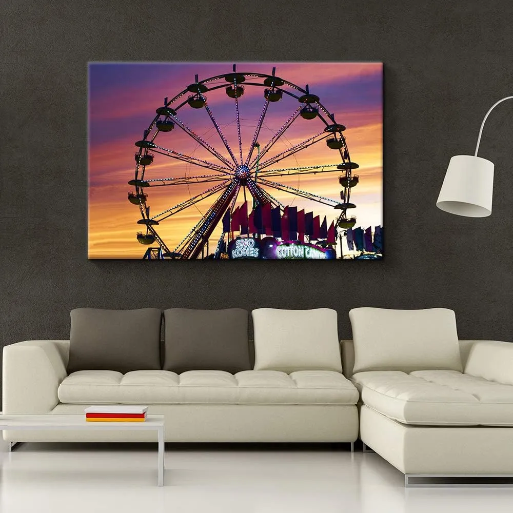 SIGNFORD Canvas Prints Home Artwork Decoration Ferris Wheel Canvas Wall Art for Living Room, Bedroom - 16x24 inches