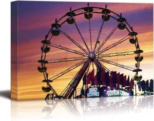 SIGNFORD Canvas Prints Home Artwork Decoration Ferris Wheel Canvas Wall Art for Living Room, Bedroom - 16x24 inches
