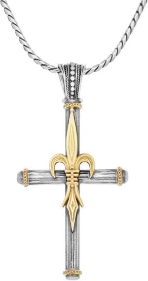 Silver and 18K Gold Cross Pendant & Chain STKJ357-130