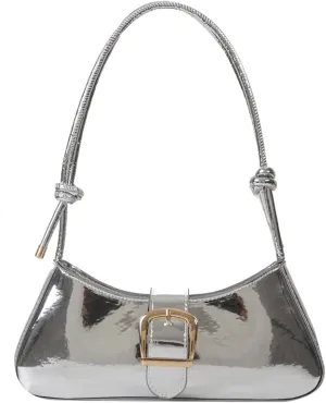 Silver Bag Evening Clutch Bag Sparkly Satchel Patent Leather Y2K Handbag Crossbody Metallic Purses for Party.