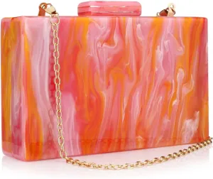Simcat Acrylic Handbags for Women Marbling Evening Purses Elegant Party Clutch Crossbody Bag for Lady Evening Prom Banquet