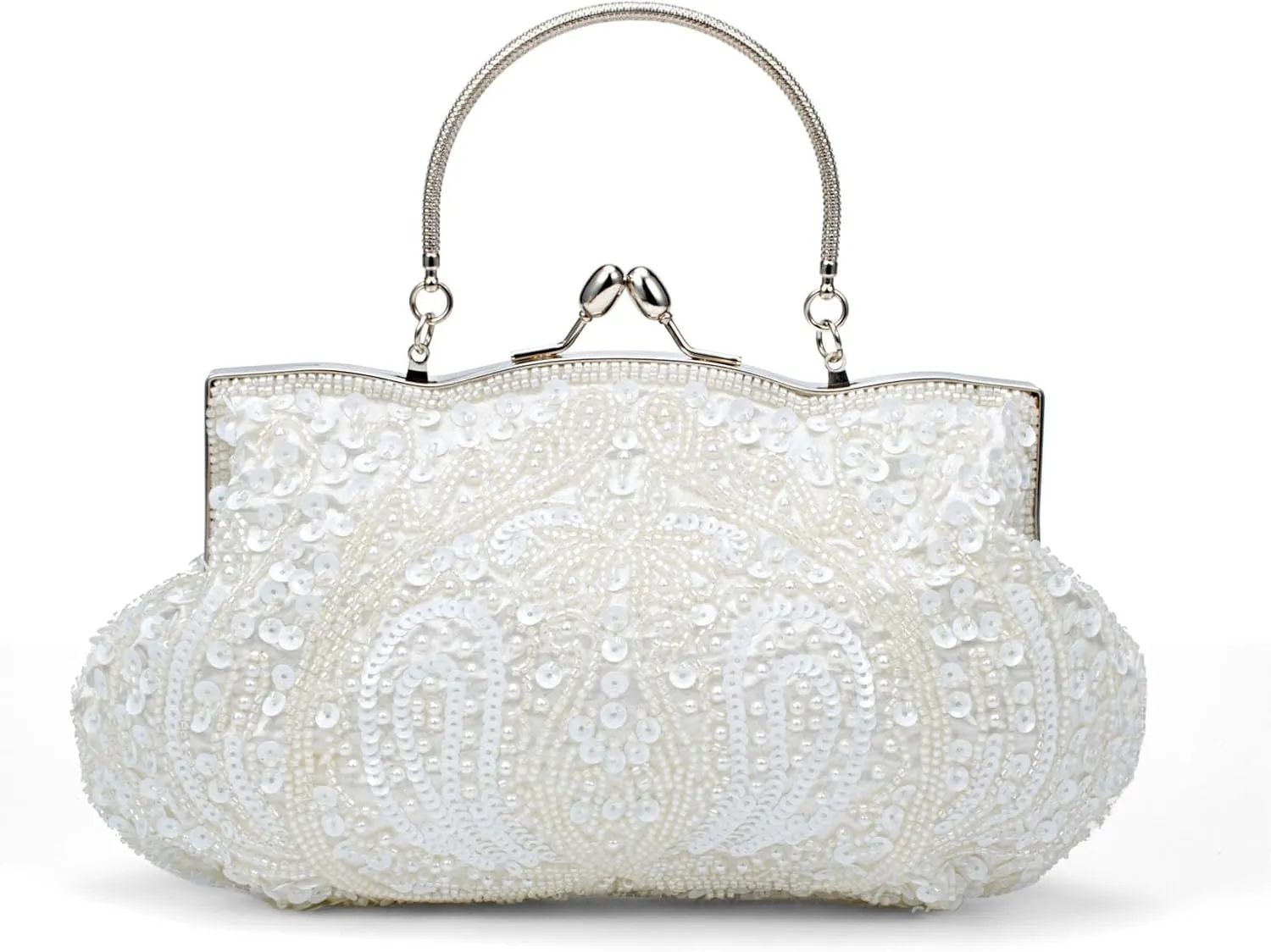 Simcat Beaded Sequin Flower Evening Purse Large Clutch Bag