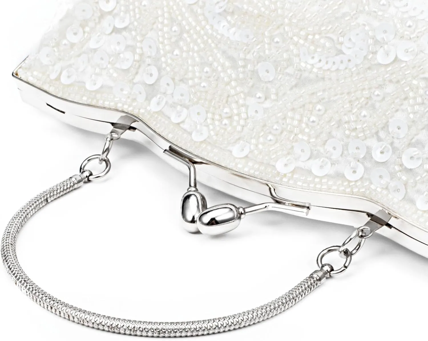 Simcat Beaded Sequin Flower Evening Purse Large Clutch Bag